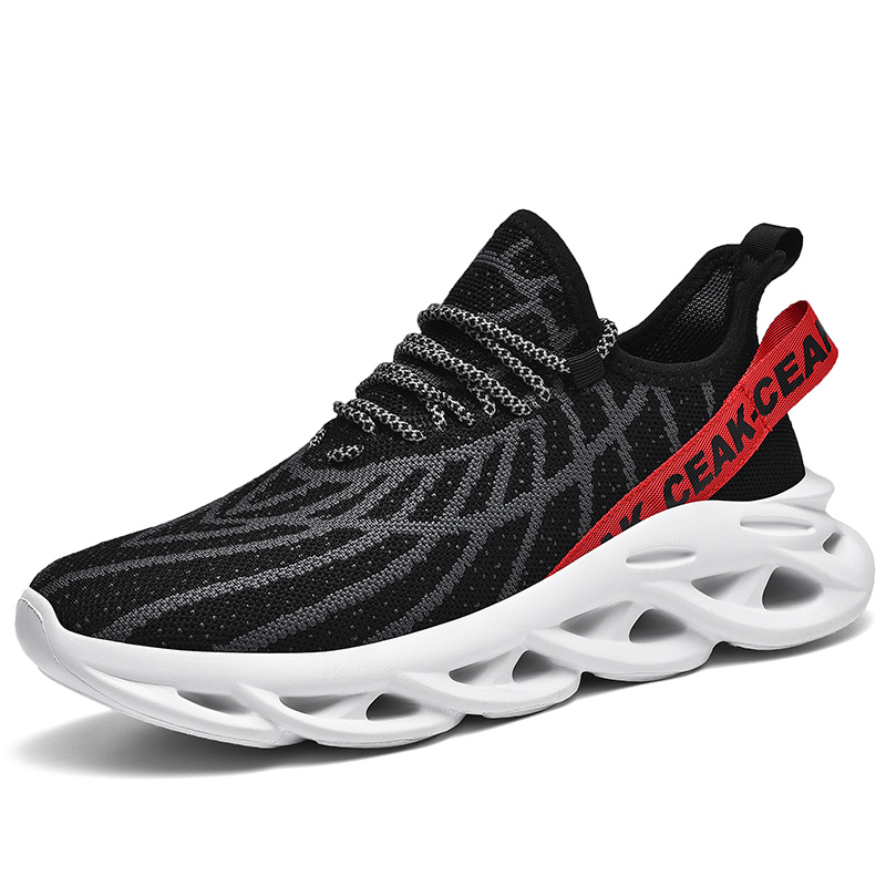 Men's Ortho Stretch Cushion Shoes - Black Red-SOFTSFEEL