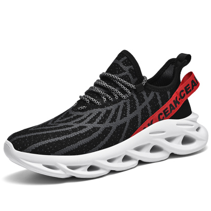 Men's Ortho Stretch Cushion Shoes - Black Red-SOFTSFEEL