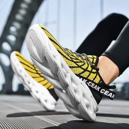 Women's Ortho Stretch Cushion Shoes - Black Yellow-SOFTSFEEL