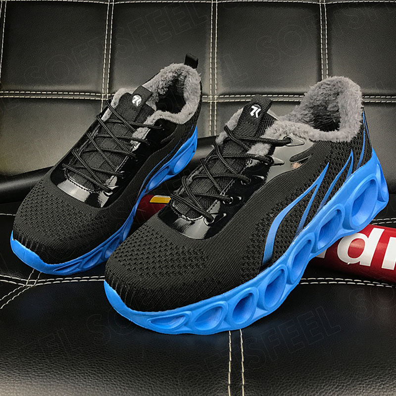Softsfeel Men's Relieve Foot Pain Perfect Walking Shoes - Black Blue-SOFTSFEEL