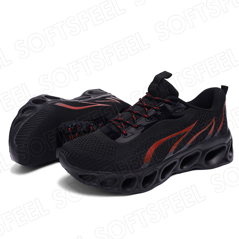 Softsfeel Women's Relieve Foot Pain Perfect Walking Shoes - Black Red-SOFTSFEEL