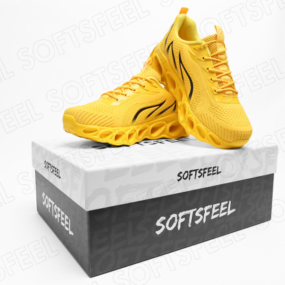Softsfeel Men's Relieve Foot Pain Perfect Walking Shoes - Yellow-SOFTSFEEL