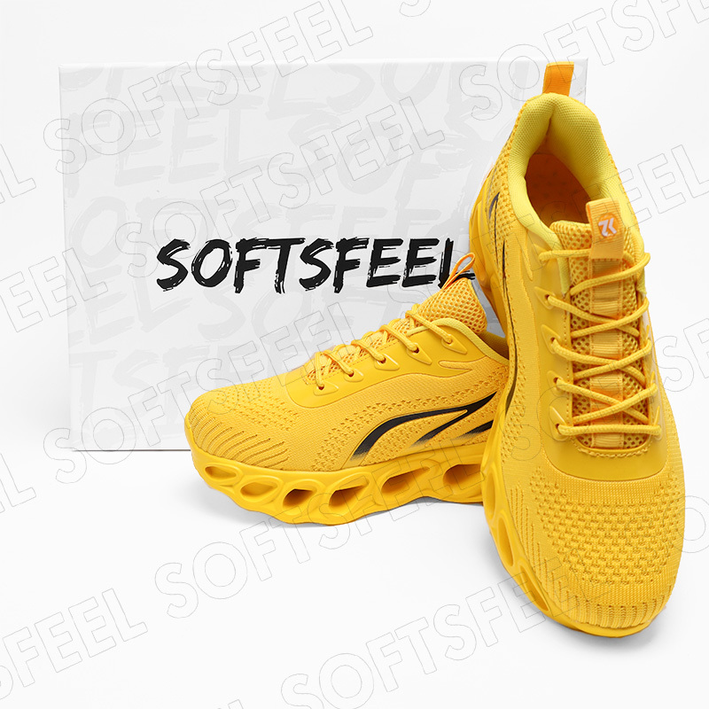 Softsfeel Men's Relieve Foot Pain Perfect Walking Shoes - Yellow-SOFTSFEEL