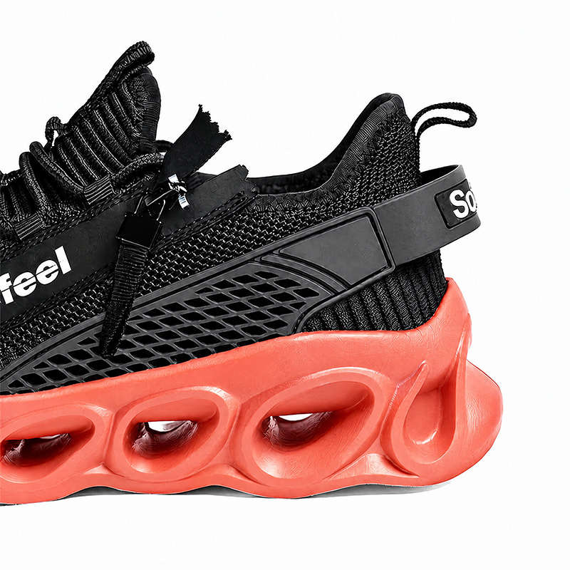 Softsfeel® Men's Side-Zip ComfortFit Walking Shoes - Black Orange