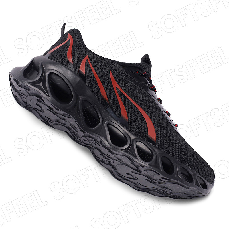 Softsfeel Women's Relieve Foot Pain Perfect Walking Shoes - Black Red-SOFTSFEEL