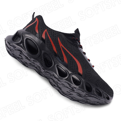 Softsfeel Women's Relieve Foot Pain Perfect Walking Shoes - Black Red-SOFTSFEEL