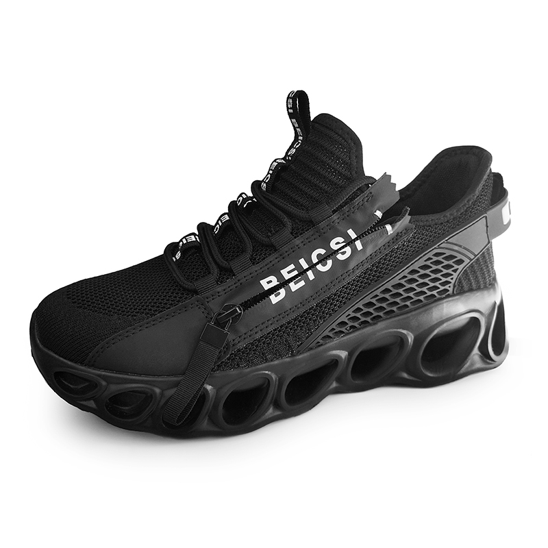 Softsfeel Men's Side-Zip ComfortFit Walking Shoes - Black-SOFTSFEEL