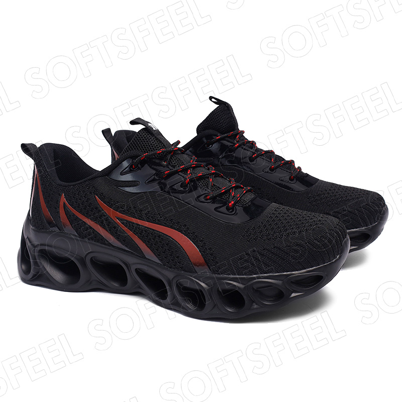 Softsfeel Relieve Foot Pain Perfect Walking Shoes - Black Red-SOFTSFEEL