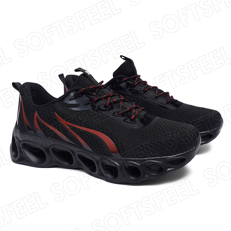 Softsfeel Women's Relieve Foot Pain Perfect Walking Shoes - Black Red-SOFTSFEEL