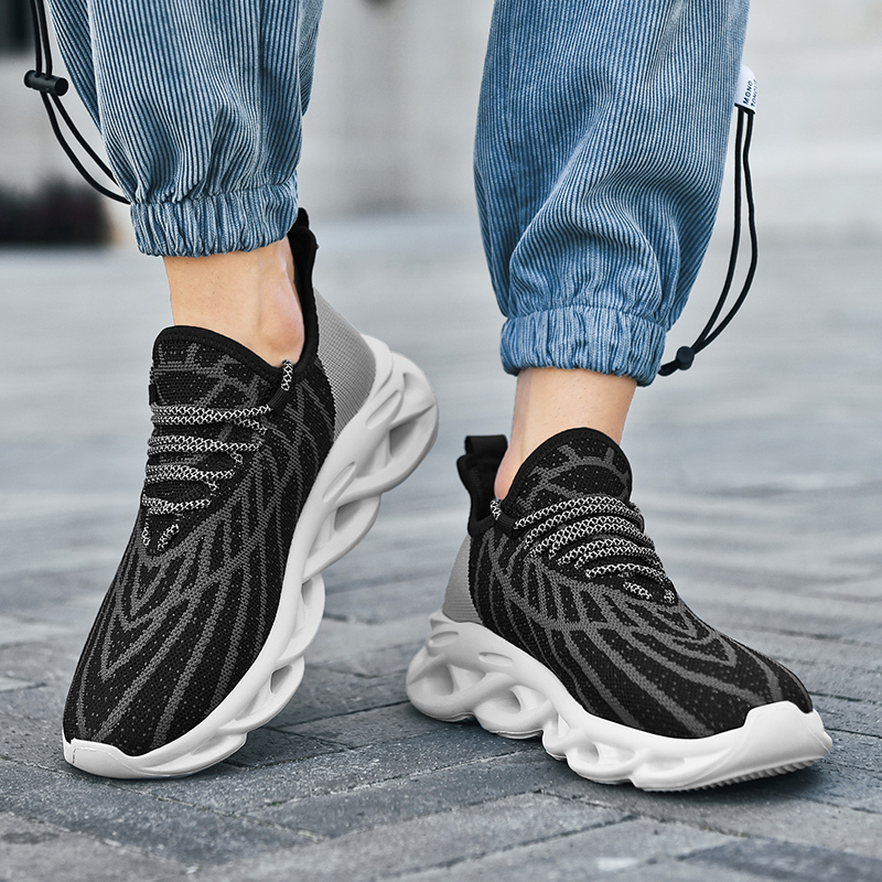 Men's Ortho Stretch Cushion Shoes - Black Gray-SOFTSFEEL