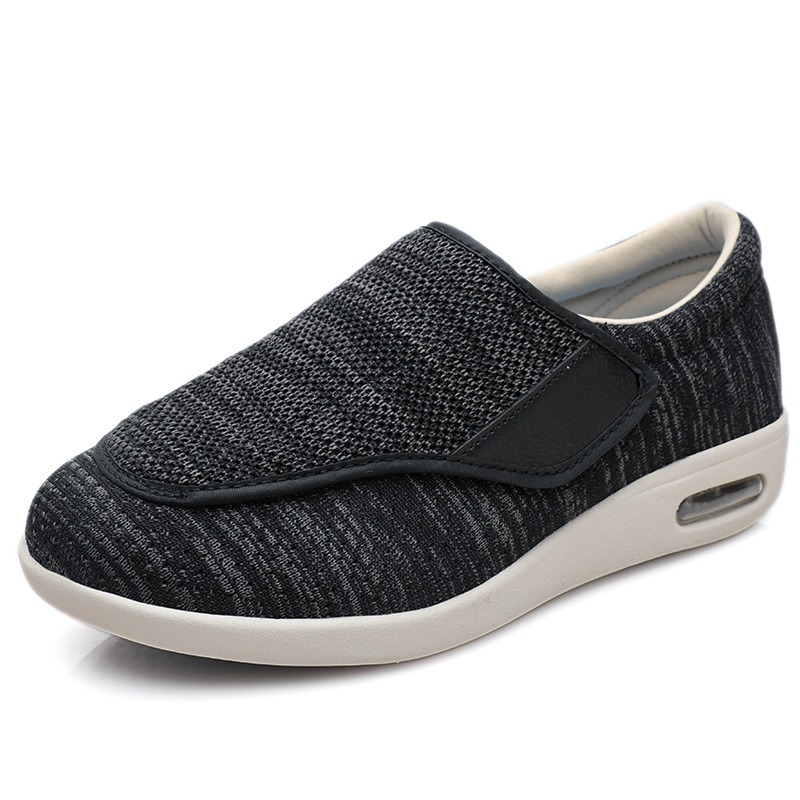 [For Swollen Feet + Plus Size] - Men's Comfortable Unisex Wide Walking Diabetic Shoes - Black Grey-SOFTSFEEL