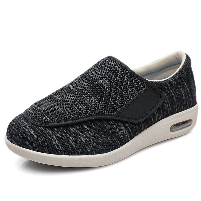 [For Swollen Feet + Plus Size] - Men's Comfortable Unisex Wide Walking Diabetic Shoes - Black Grey-SOFTSFEEL