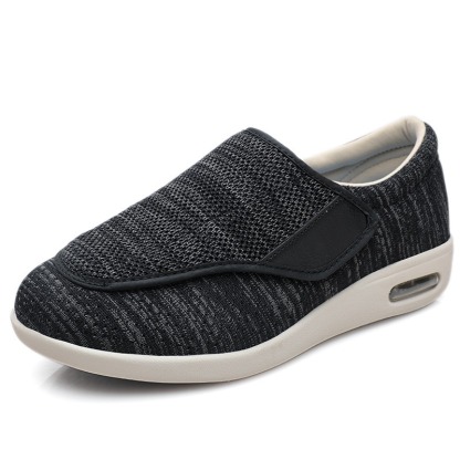 [For Swollen Feet + Plus Size] - Men's Comfortable Unisex Wide Walking Diabetic Shoes - Black Grey-SOFTSFEEL
