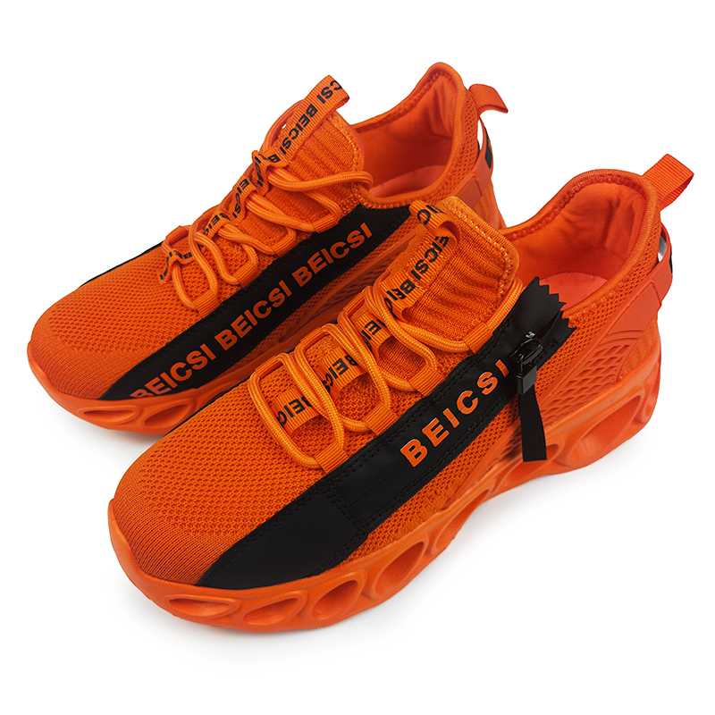 Softsfeel Women's Side-Zip ComfortFit Walking Shoes - Orange-SOFTSFEEL