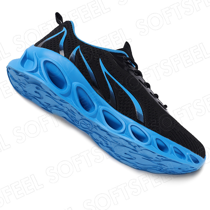 Softsfeel Men's Relieve Foot Pain Perfect Walking Shoes - Black Blue-SOFTSFEEL