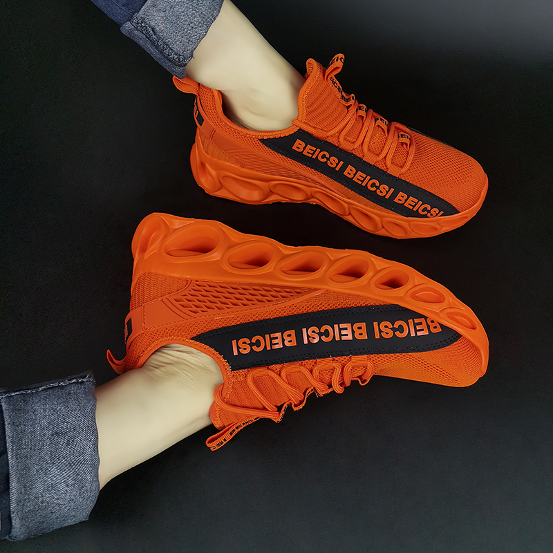Softsfeel Men's Side-Zip ComfortFit Walking Shoes - Orange-SOFTSFEEL
