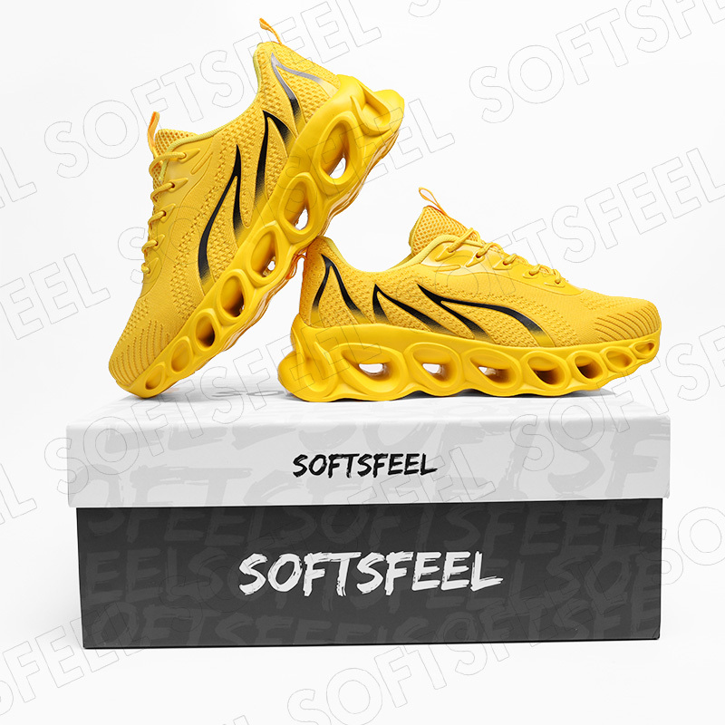 Softsfeel Men's Relieve Foot Pain Perfect Walking Shoes - Yellow-SOFTSFEEL