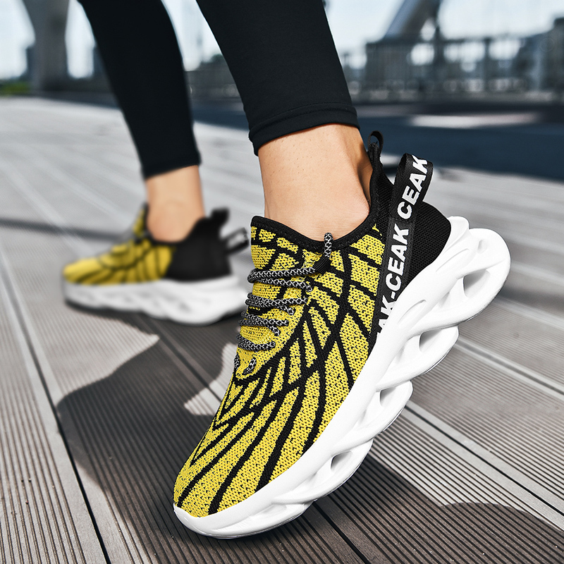 Women's Ortho Stretch Cushion Shoes - Black Yellow-SOFTSFEEL