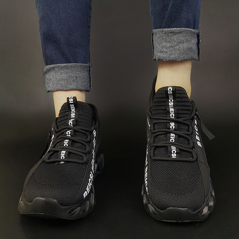 Softsfeel Men's Side-Zip ComfortFit Walking Shoes - Black-SOFTSFEEL
