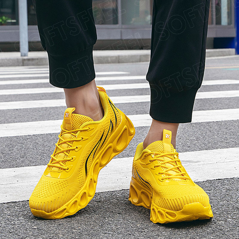 Softsfeel Men's Relieve Foot Pain Perfect Walking Shoes - Yellow-SOFTSFEEL