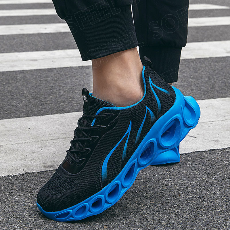 Softsfeel Men's Relieve Foot Pain Perfect Walking Shoes - Black Blue-SOFTSFEEL