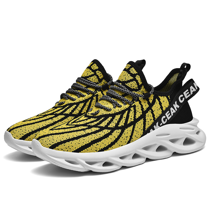 Men's Ortho Stretch Cushion Shoes - Black Yellow-SOFTSFEEL