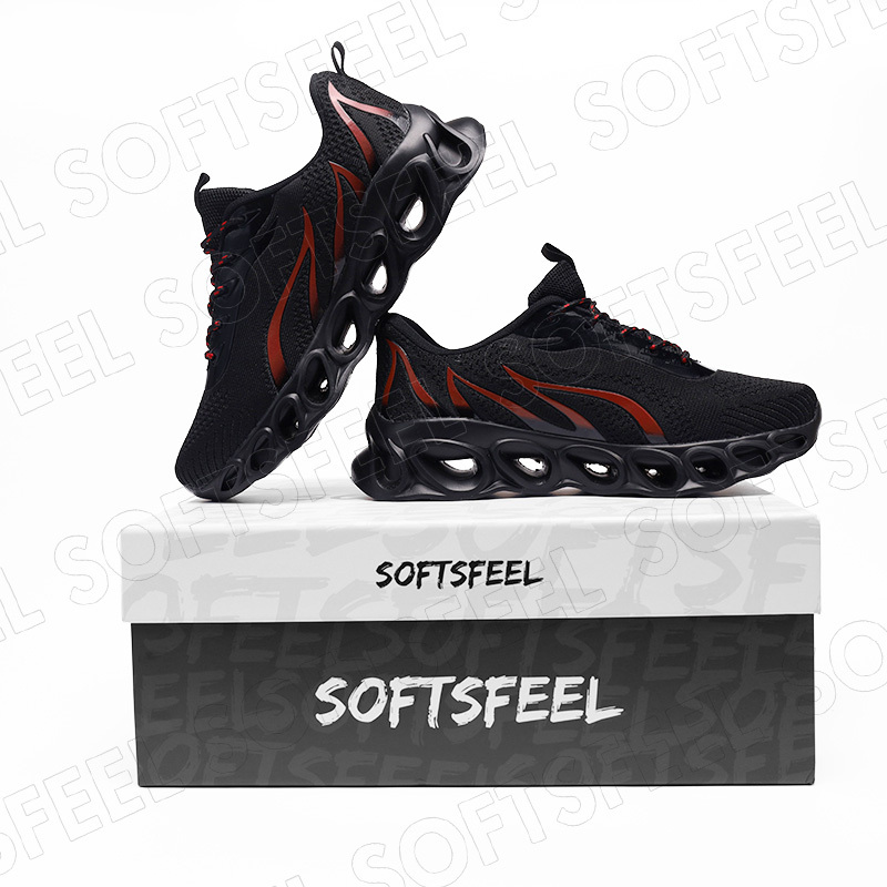 Softsfeel Women's Relieve Foot Pain Perfect Walking Shoes - Black Red-SOFTSFEEL