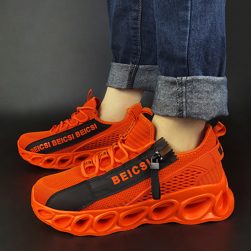 Softsfeel Women's Side-Zip ComfortFit Walking Shoes - Orange-SOFTSFEEL
