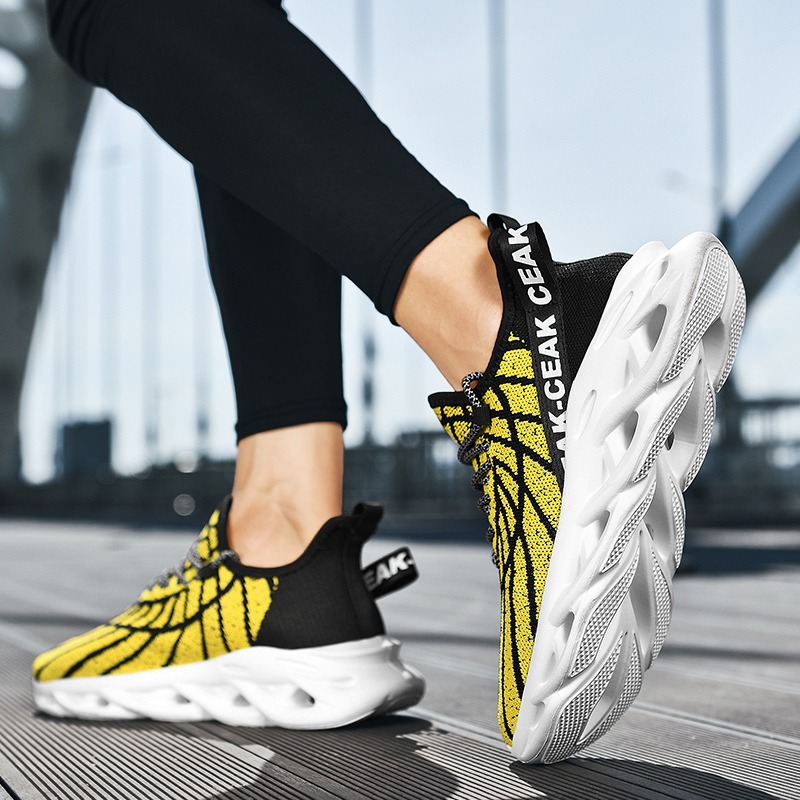 Women's Ortho Stretch Cushion Shoes - Black Yellow-SOFTSFEEL