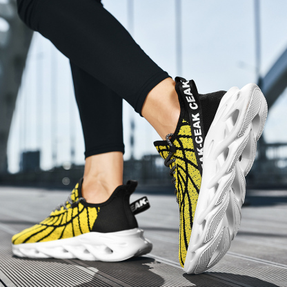 Women's Ortho Stretch Cushion Shoes - Black Yellow-SOFTSFEEL