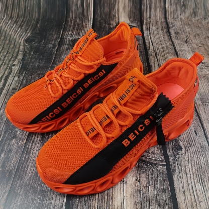 Softsfeel Men's Side-Zip ComfortFit Walking Shoes - Orange-SOFTSFEEL