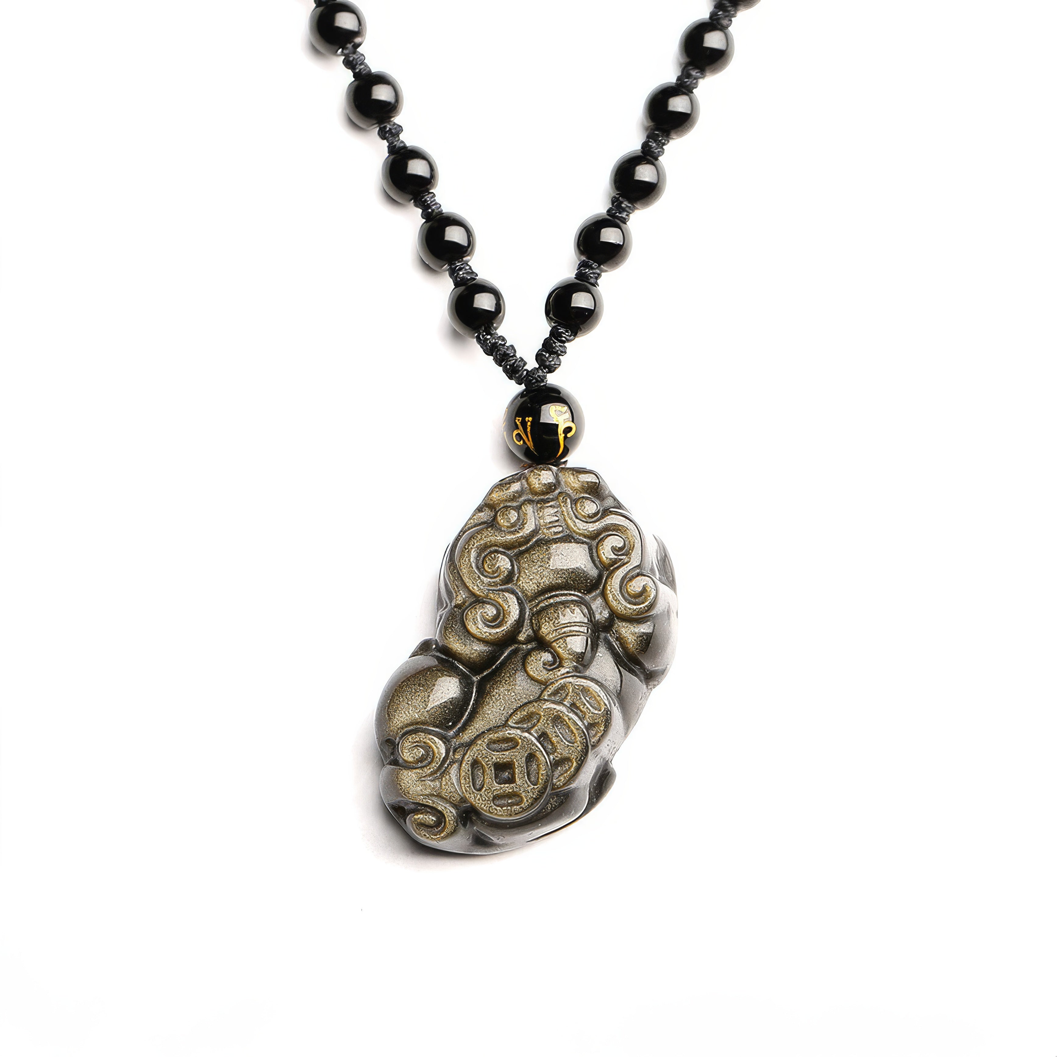 Gold Obsidian Pixiu Fortune Pendant
