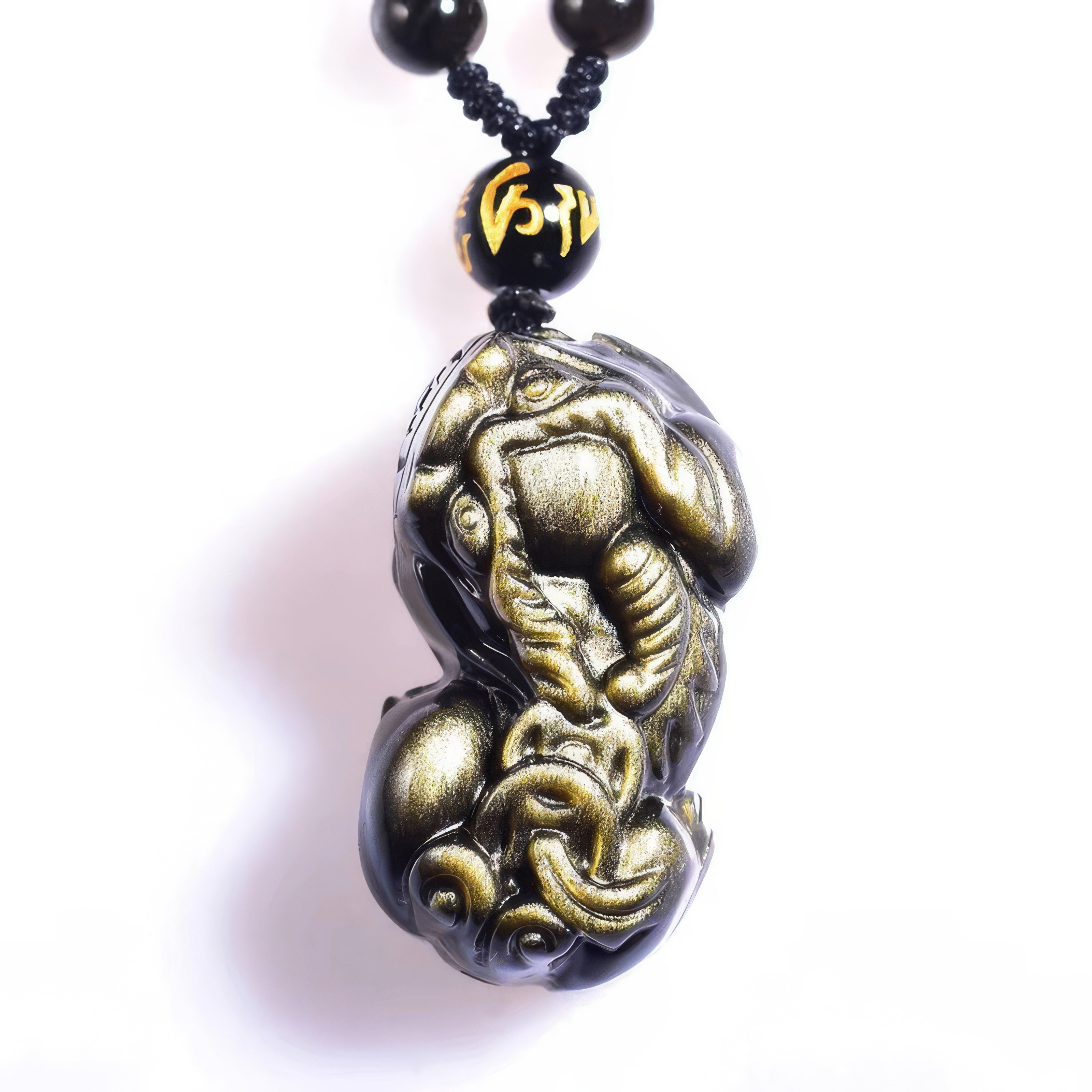 Gold Obsidian Pixiu Fortune Pendant