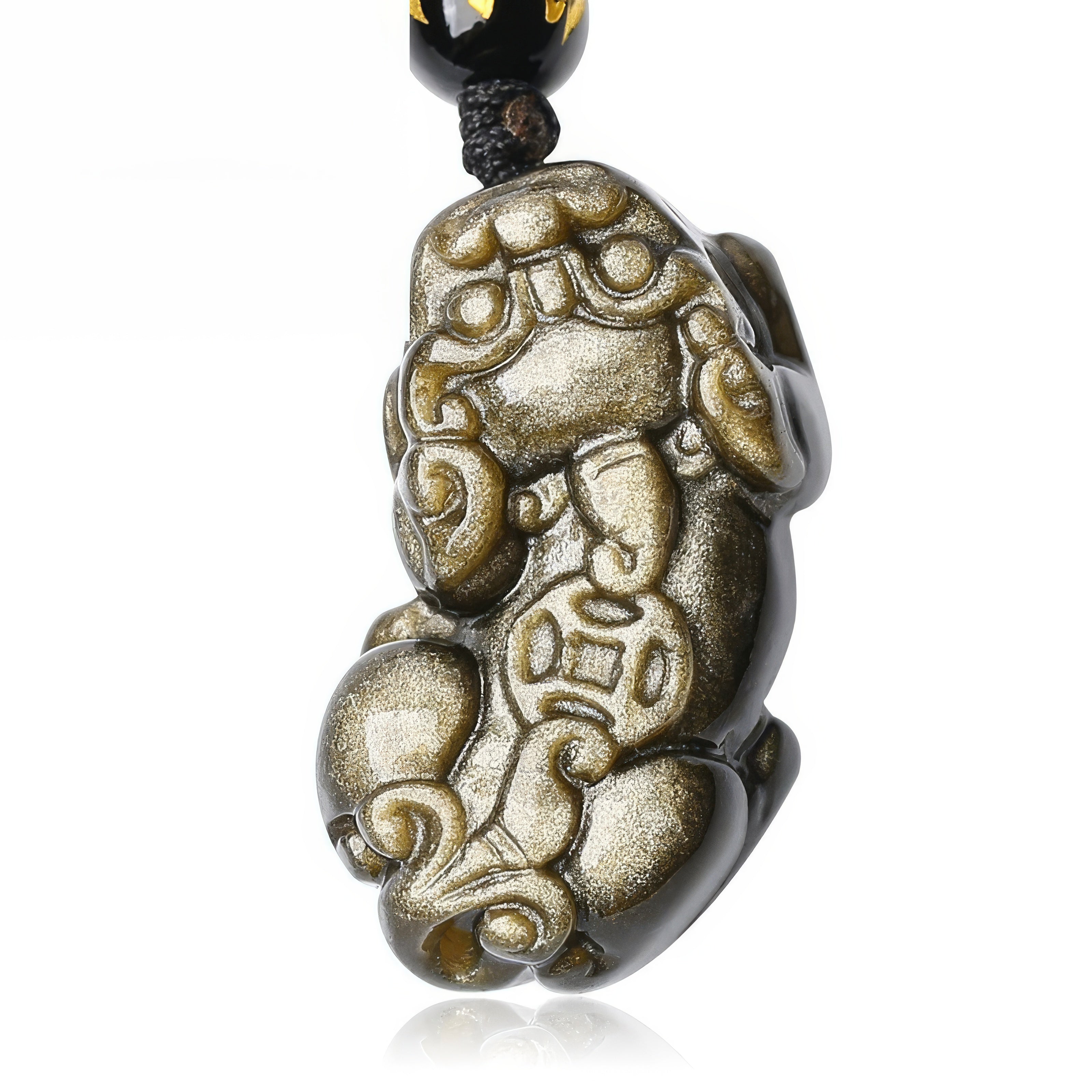 Gold Obsidian Pixiu Fortune Pendant