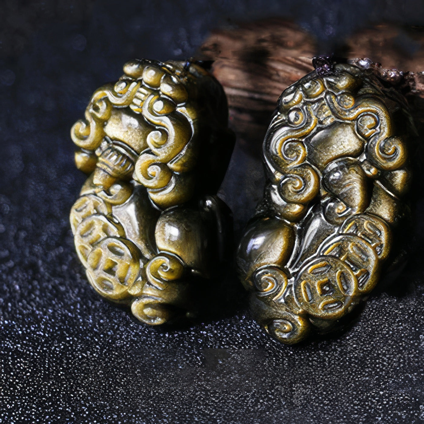 Gold Obsidian Pixiu Fortune Pendant