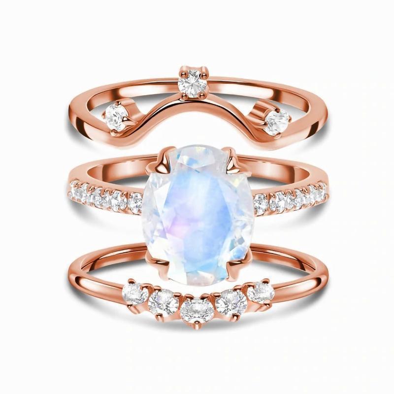 Moonstone Lab Diamond Flow Ring & Stardust Band