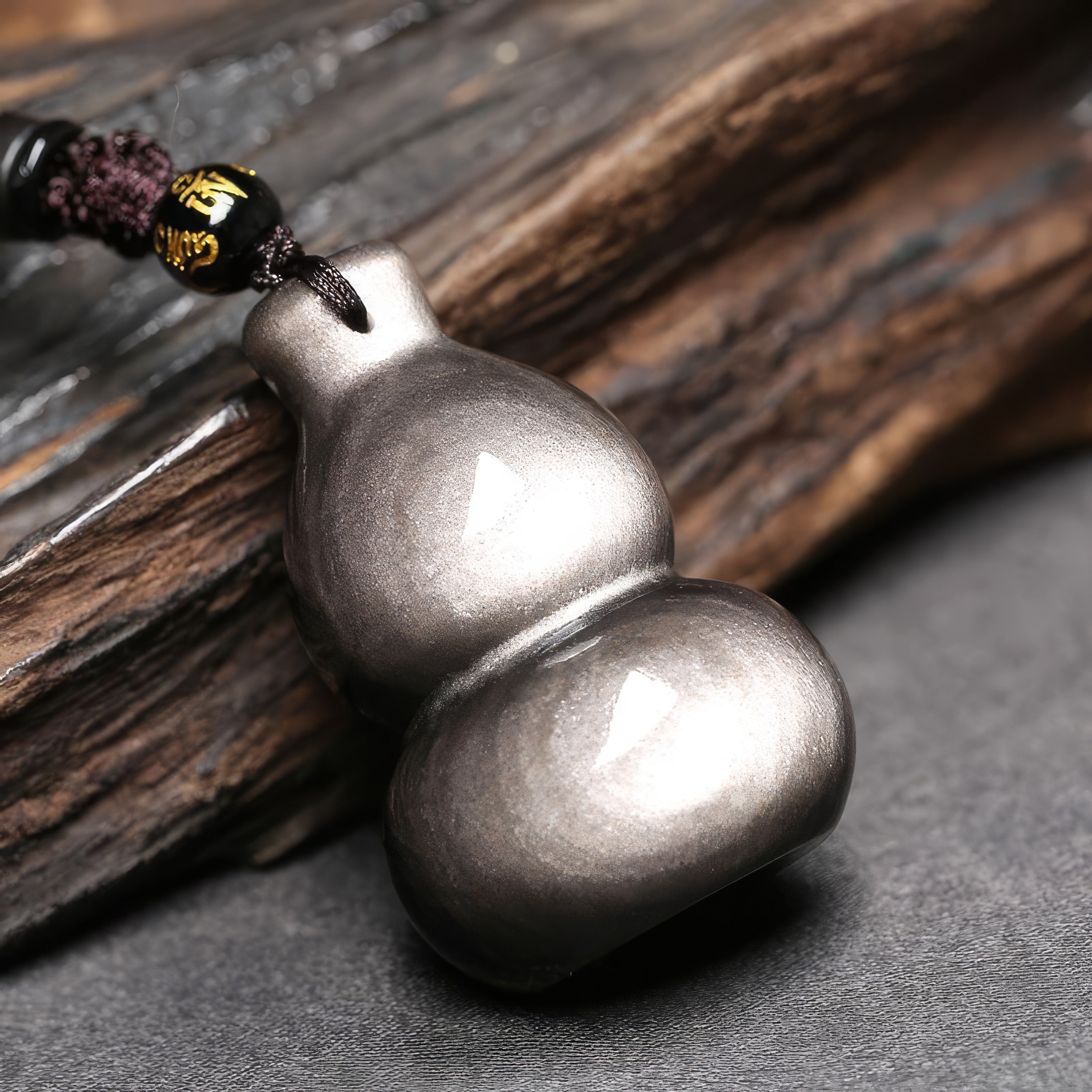 Natural Silver Obsidian Gourd Pendant
