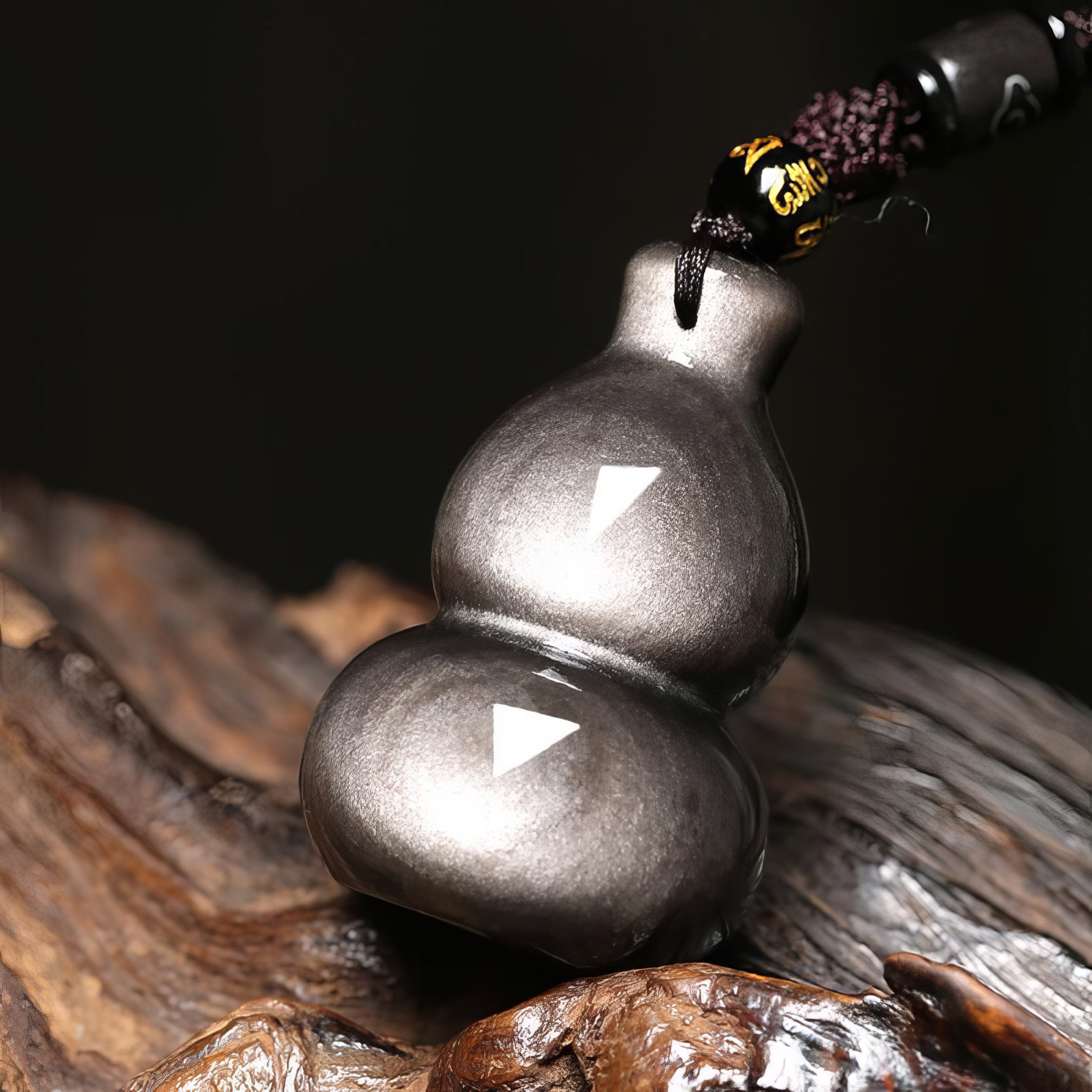 Natural Silver Obsidian Gourd Pendant