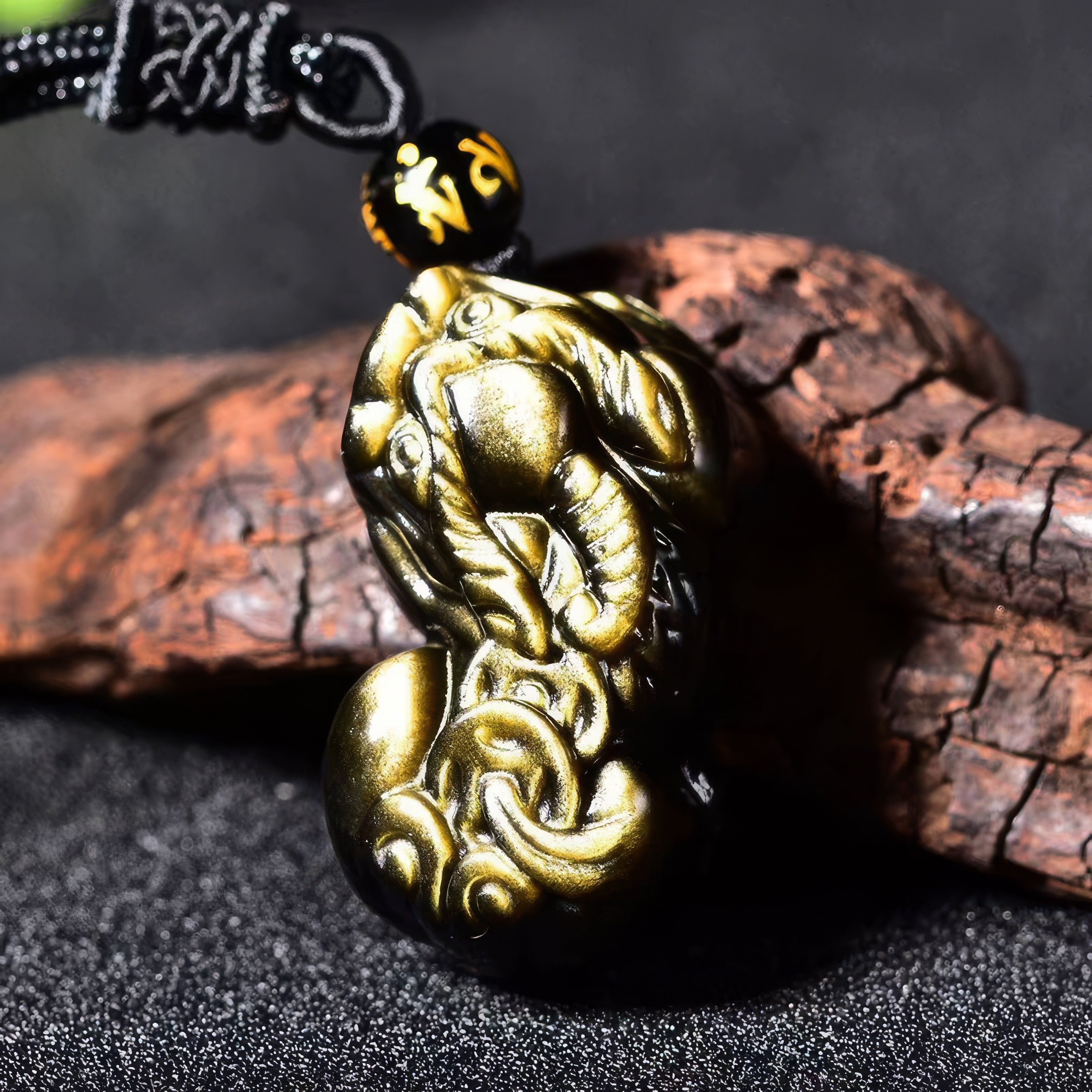 Gold Obsidian Pixiu Fortune Pendant