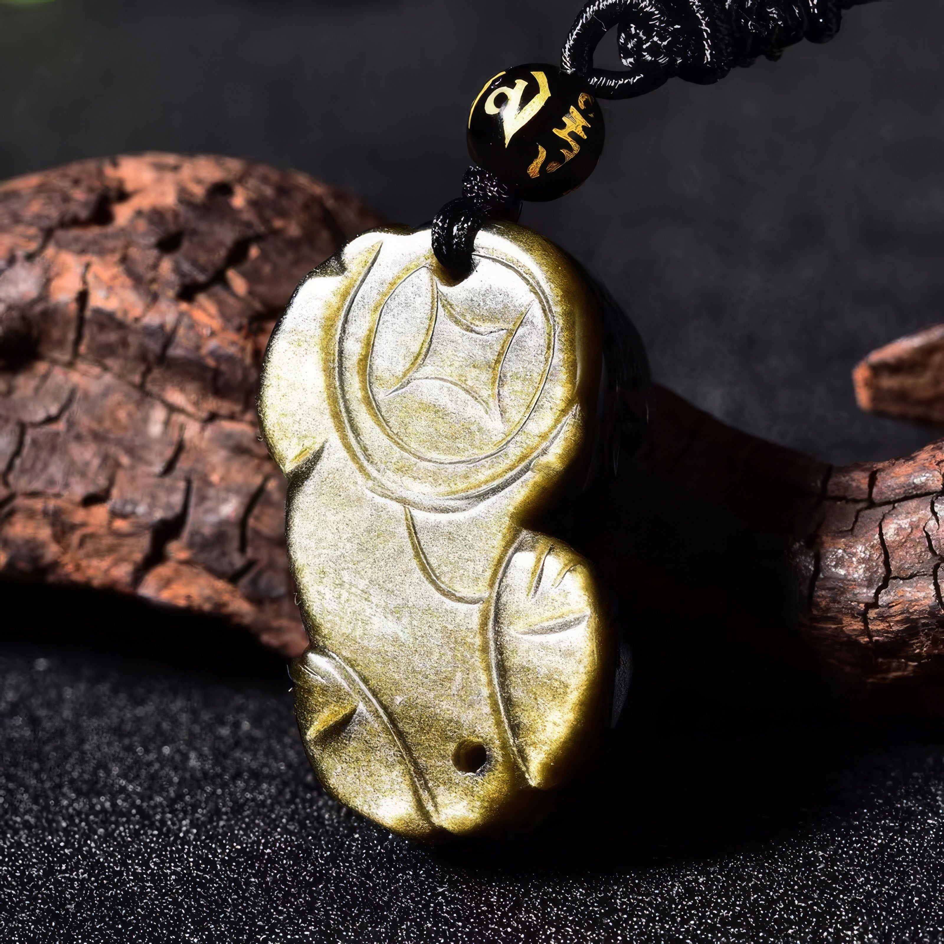 Gold Obsidian Pixiu Fortune Pendant