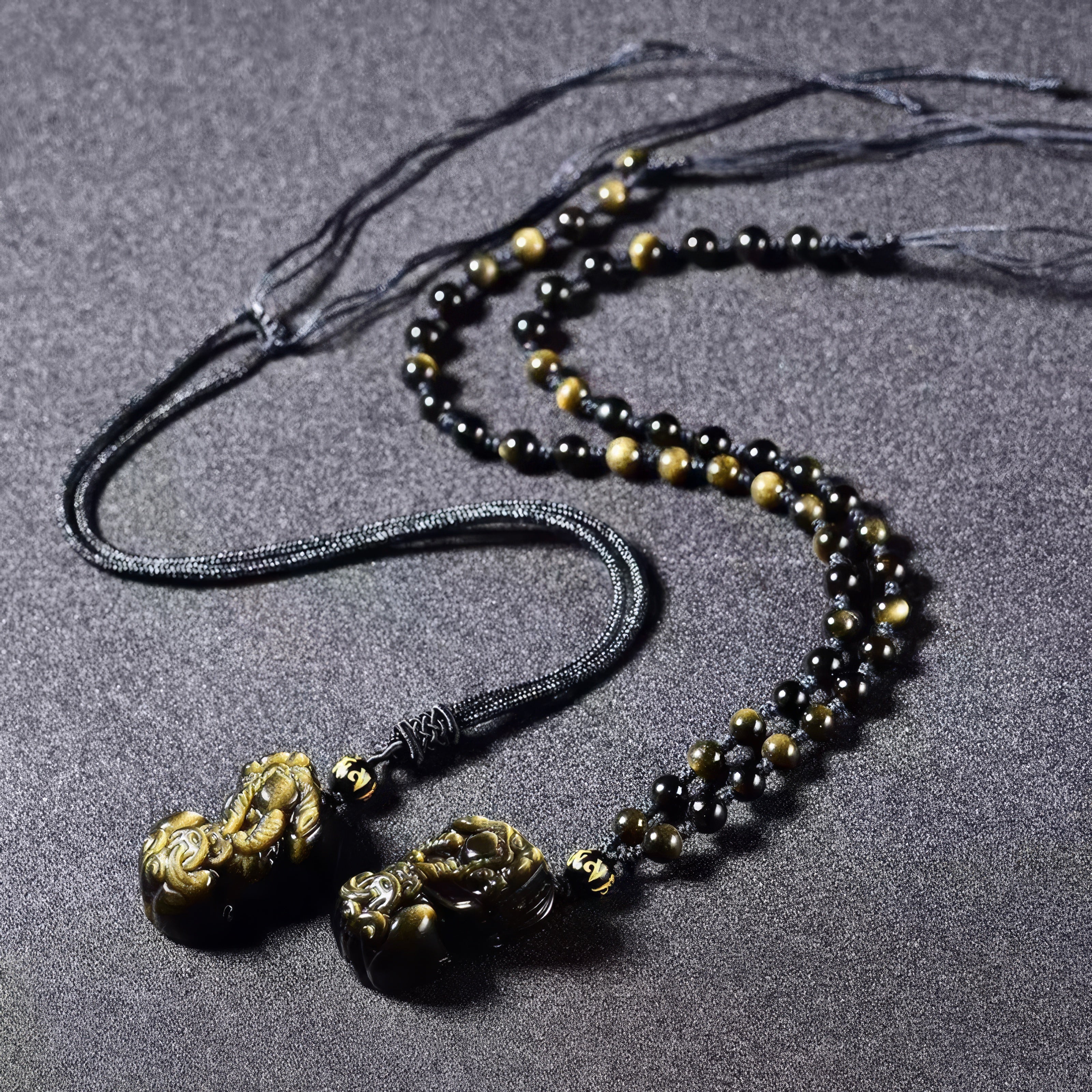 Gold Obsidian Pixiu Fortune Pendant