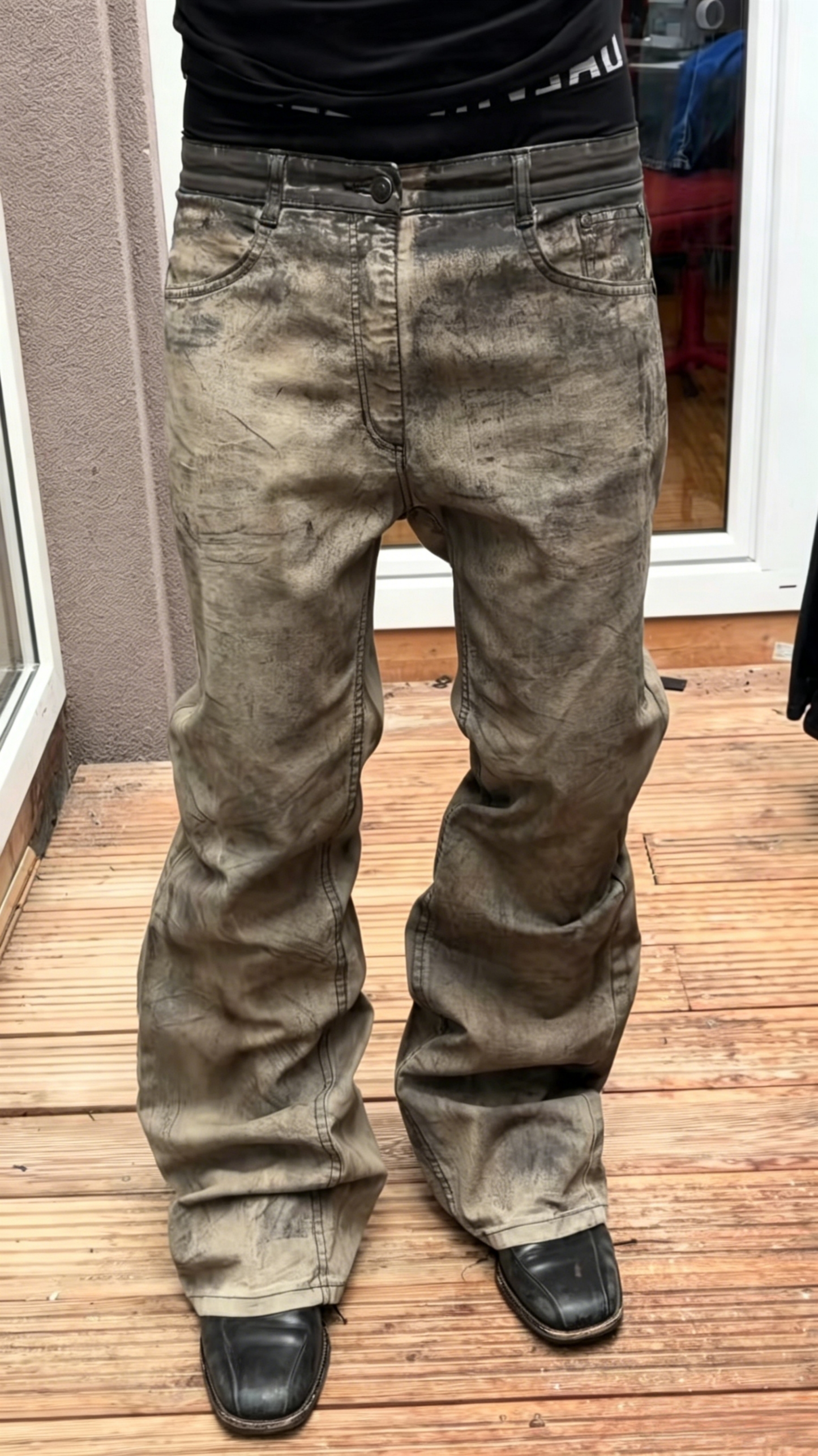 DIRT FADE STACKED FLARE DENIM