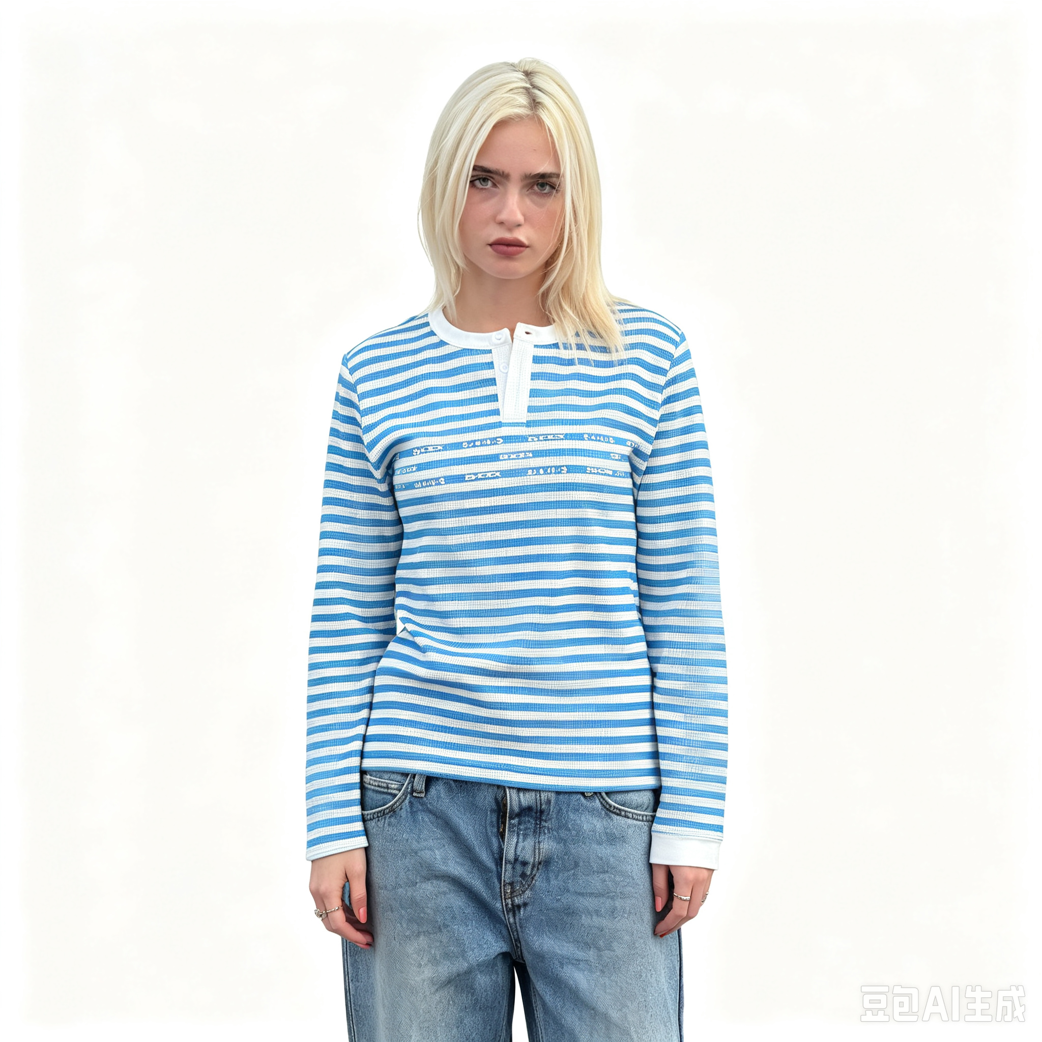 Blue striped long-sleeve