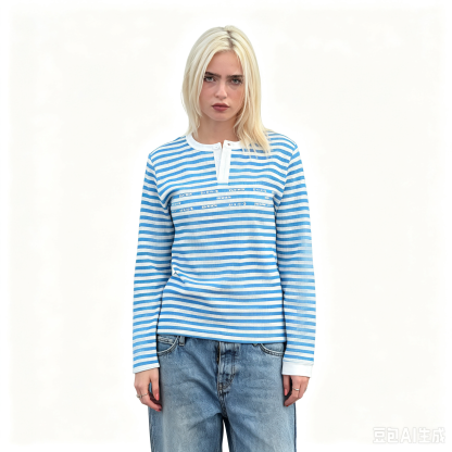 Blue striped long-sleeve