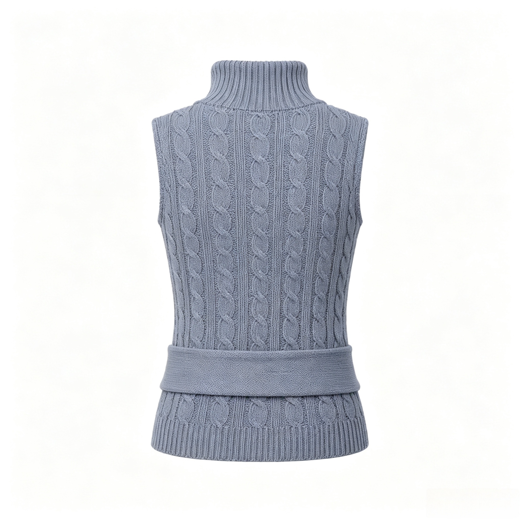 Adjustable high-neck short-sleeve knit top