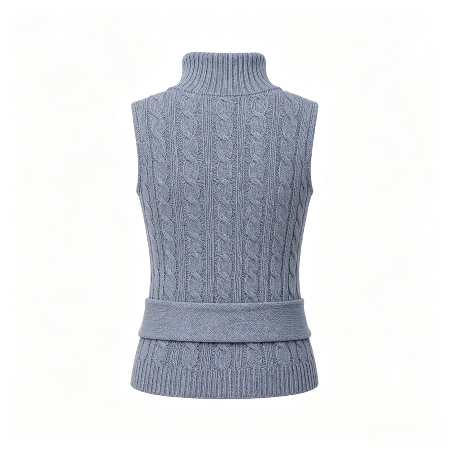 Adjustable high-neck short-sleeve knit top