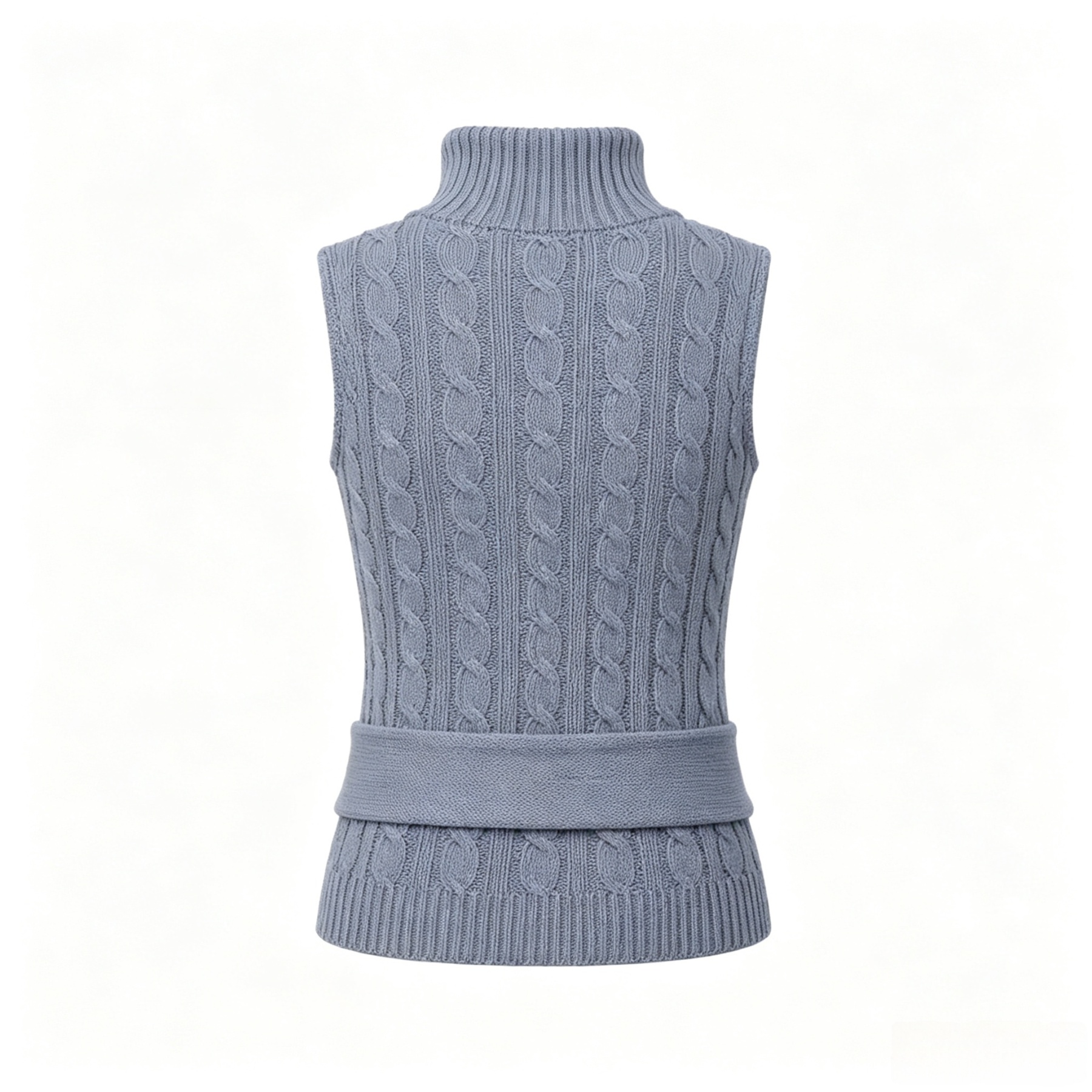Adjustable high-neck short-sleeve knit top