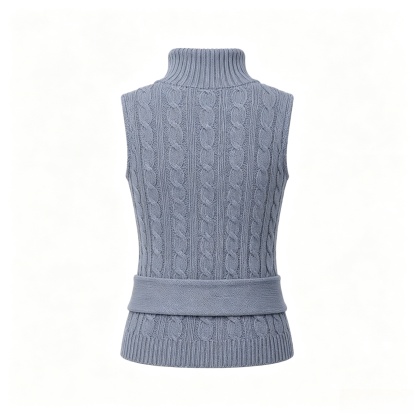 Adjustable high-neck short-sleeve knit top