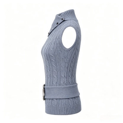 Adjustable high-neck short-sleeve knit top