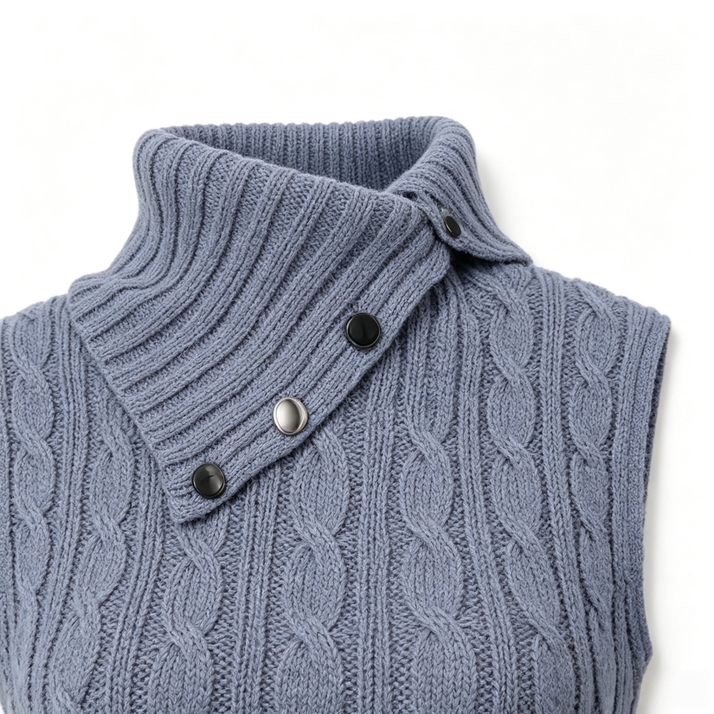 Adjustable high-neck short-sleeve knit top